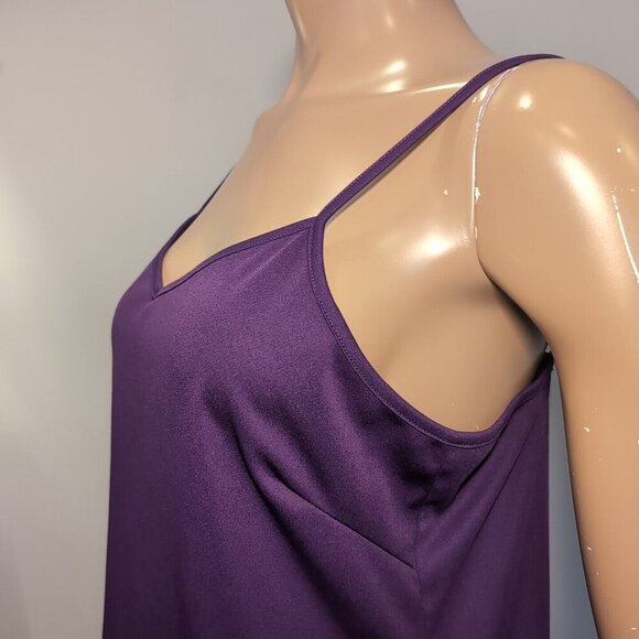 3/$20 Florentine Cami Tank Top Womens Large Royal Purple Vneck Stretchy Slip - Picture 6 of 10